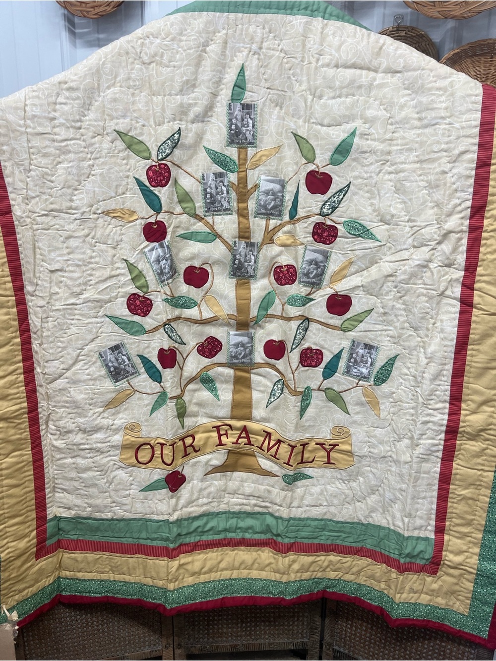Family tree photo blanket quilted throw c&f enterprises grandma core decor